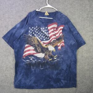 The Mountain Shirt Mens 2XL Blue Bald Eagle American Flag USA Patriotic Graphic